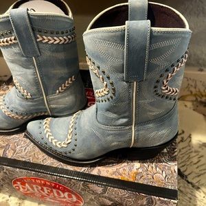 Baby blue fancy leather Laredo boots